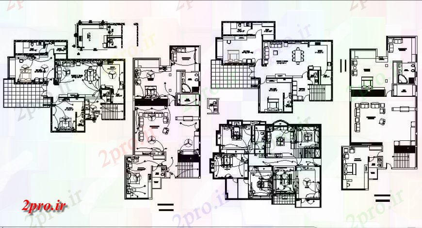 دانلود نقشه طراحی داخلی اتصالات برق و طرحی خانه دو بعدی 28 در 31 متر (کد120129)