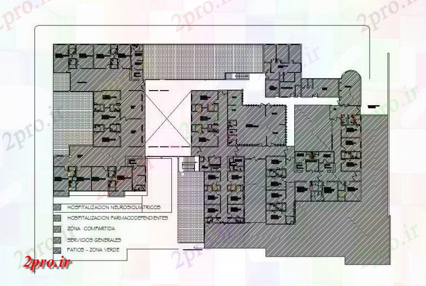 دانلود نقشه بیمارستان - درمانگاه - کلینیک بیمارستان معماری بخش طراحی های 59 در 63 متر (کد120142)