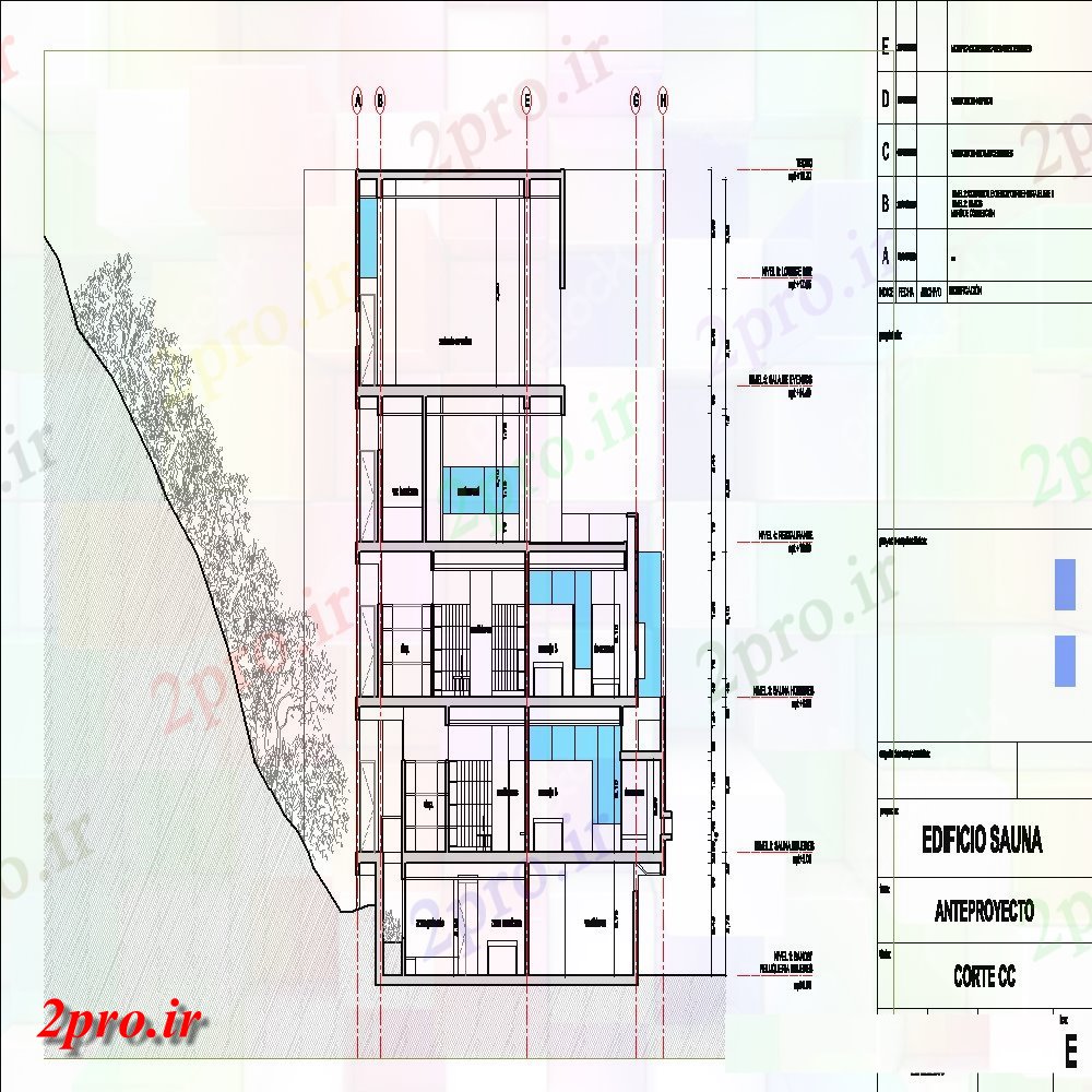 دانلود نقشه هتل - رستوران - اقامتگاه  هتل سونا ساختمان چند طبقه تماس بخش  (کد120150)