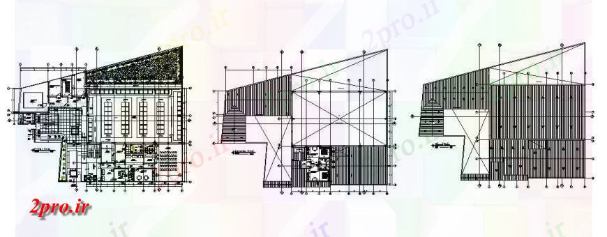 دانلود نقشه کارخانه صنعتی  ، کارگاه جزئیات کف توزیع طرحی ساختمان انبار دارو (کد120169)