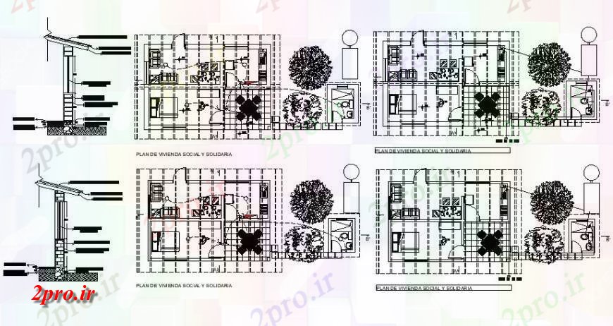 دانلود نقشه مسکونی ، ویلایی ، آپارتمان خانه طرحی کار مبله دو بعدی 11 در 16 متر (کد120186)