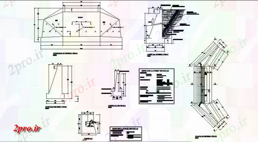 دانلود نقشه جزئیات ساخت پل پل دیوار حائل و ساخت و ساز  جزئیات (کد120194)