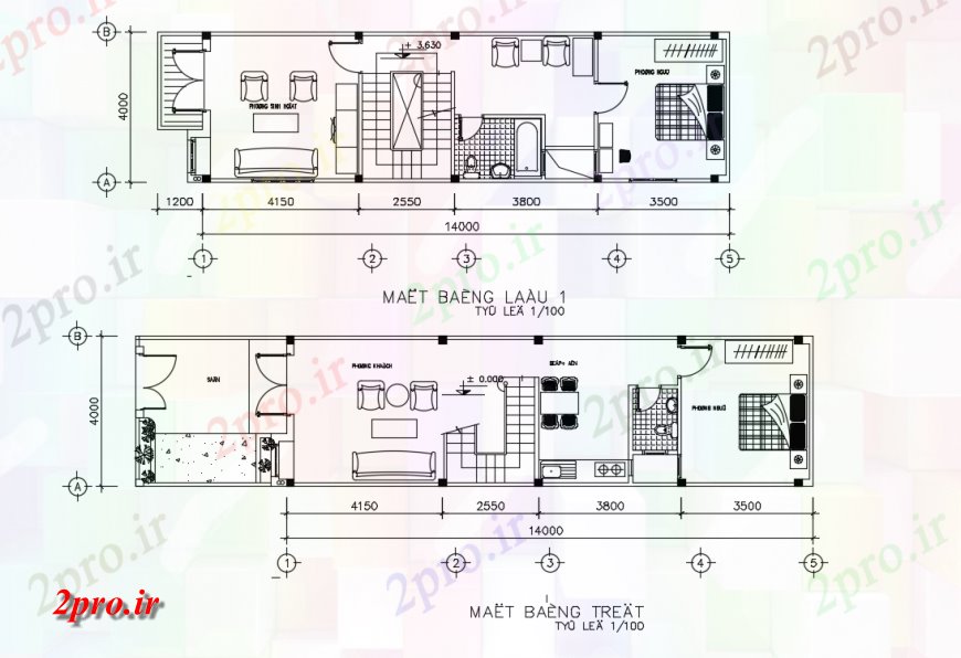دانلود نقشه مسکونی ، ویلایی ، آپارتمان خانه طبقه همکف طرحی دراز کردن جزئیات 4 در 14 متر (کد120244)