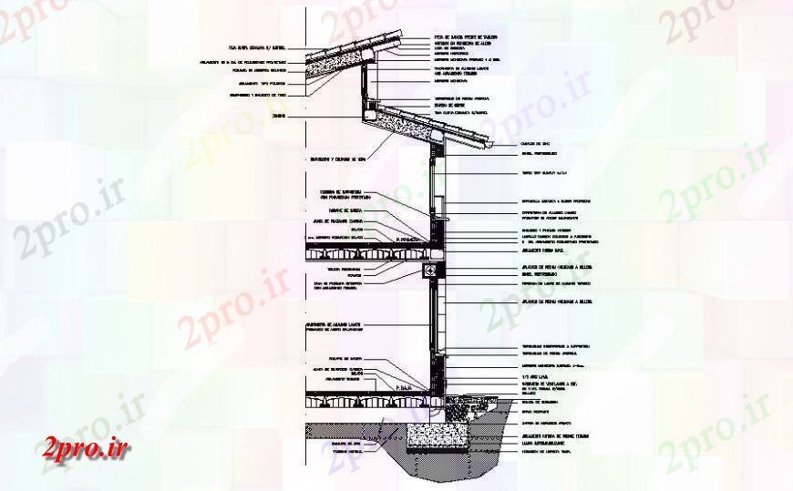 دانلود نقشه جزئیات ساخت و ساز سقف ساختار بلوک مقطعی  (کد120285)