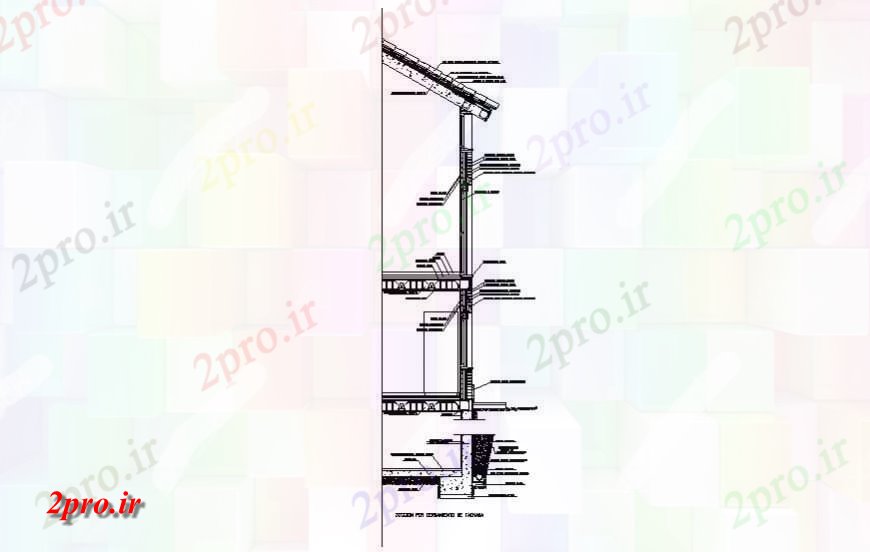 دانلود نقشه جزئیات ساخت و ساز سقف بخش جزئیات   دو بعدی   (کد120290)