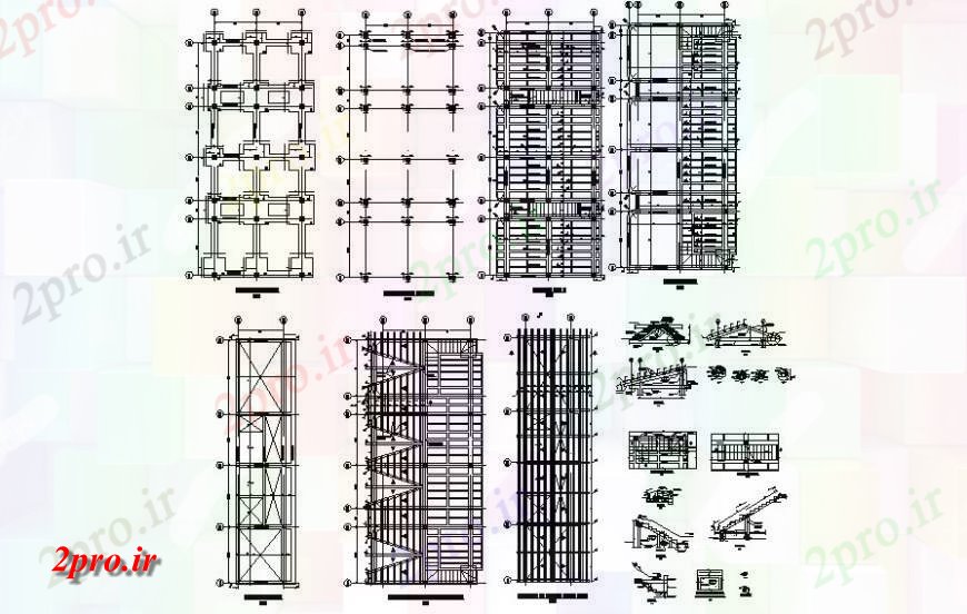 دانلود نقشه جزئیات ساخت و ساز ساختار سقف و طرحی ستون جزئیات  (کد120294)