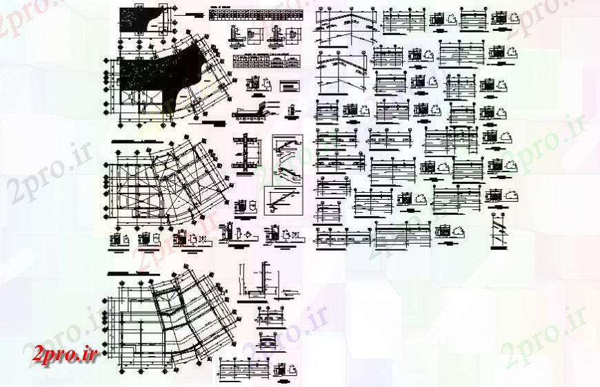 دانلود نقشه جزئیات ساخت و ساز جزئیات ساختار بام و پله  (کد120315)