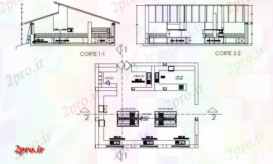 دانلود نقشه هتل - رستوران - اقامتگاه طرحی ساختمان رستوران و بخش 12 در 14 متر (کد120457)