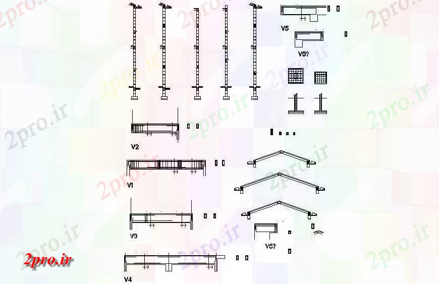 دانلود نقشه جزئیات ستون جزئیات سقف و ستون ساختار    (کد120459)