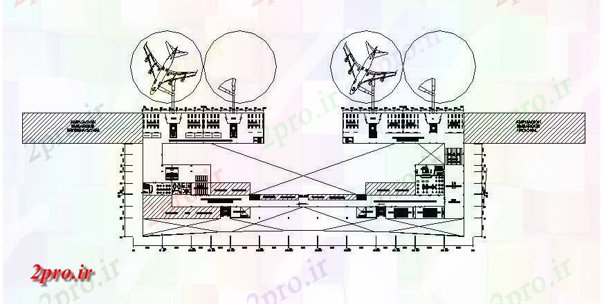 دانلود نقشه فرودگاه برنامه کاری جزئیات از ساختمان ترمینال    (کد120478)