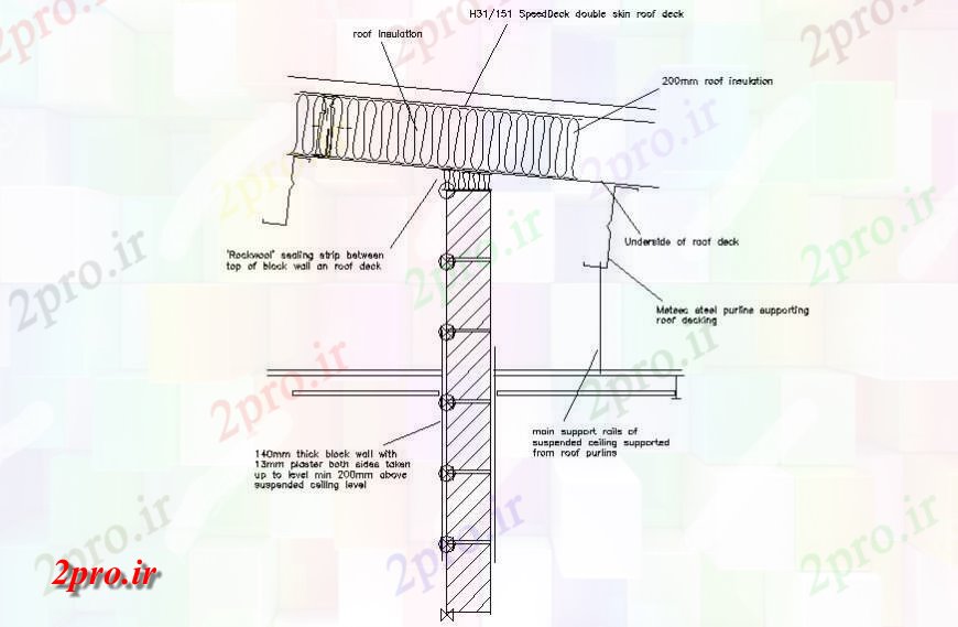 دانلود نقشه جزئیات ساخت و ساز   از بخش سقف  (کد120496)