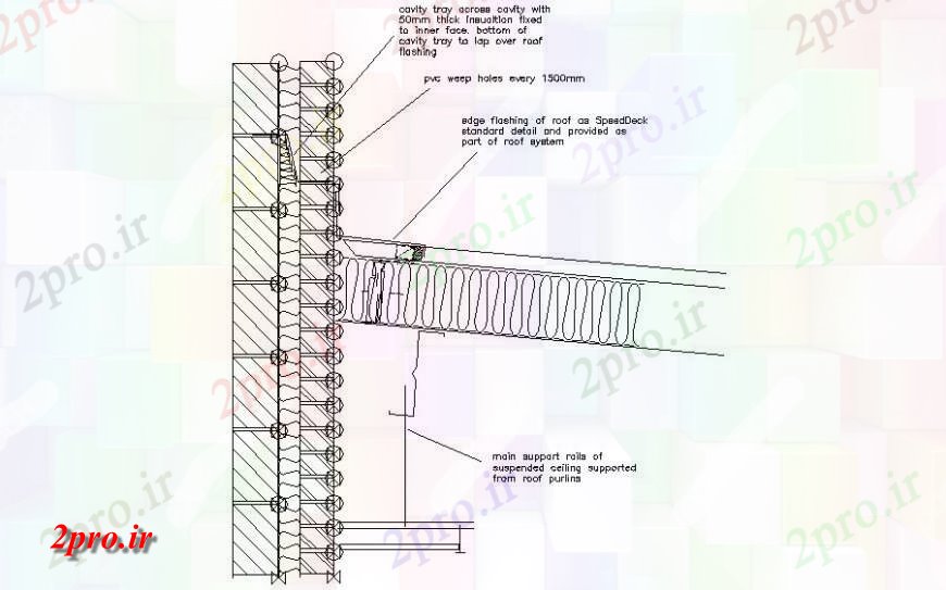 دانلود نقشه جزئیات ساخت و ساز ساختار بام جزئیات مقطعی  (کد120497)