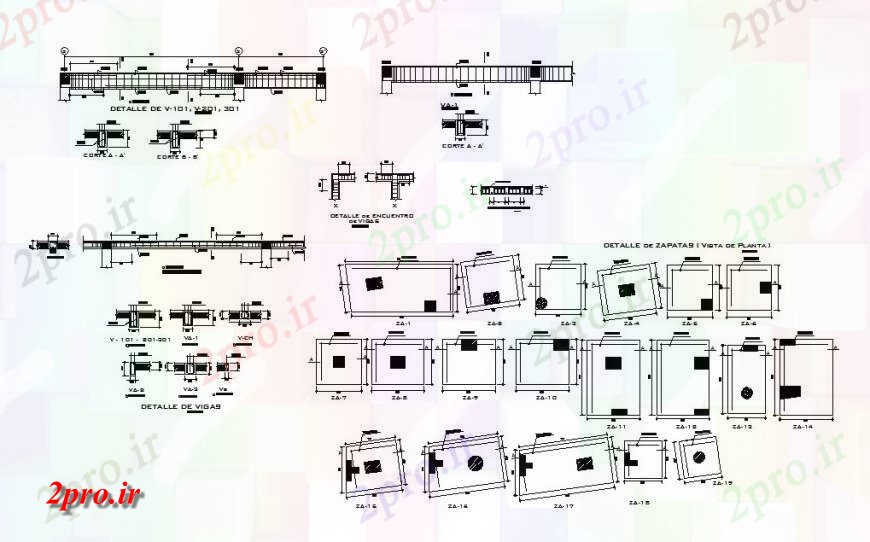دانلود نقشه طراحی جزئیات ساختار برنامه پرتو، ستون و ساختار  جزئیات طراحی  سازنده (کد120522)