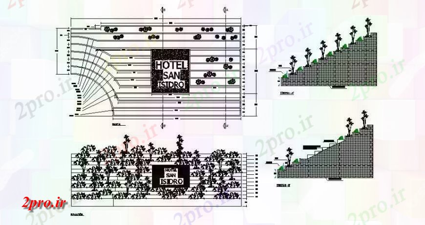 دانلود نقشه اتوماسیون باغ  باغ  پایه پیاده روی و محوطه سازی ساختار جزئیات Isidro از هتل (کد120607)