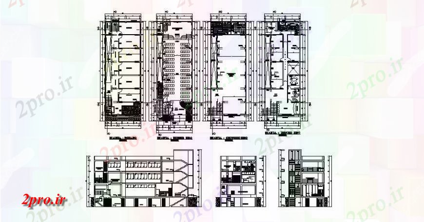 دانلود نقشه دانشگاه ، آموزشکده ، مدرسه ، هنرستان ، خوابگاه - چند طبقه ساختمان مدرسه نما، بخش و طرحی طبقه 10 در 26 متر (کد120642)