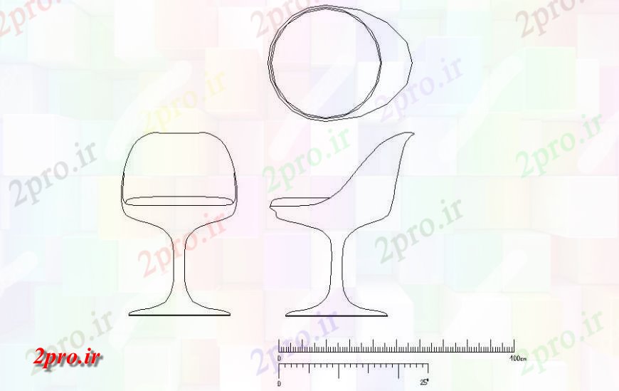 دانلود نقشه میز و صندلی جزئیات نما صندلی    (کد120696)