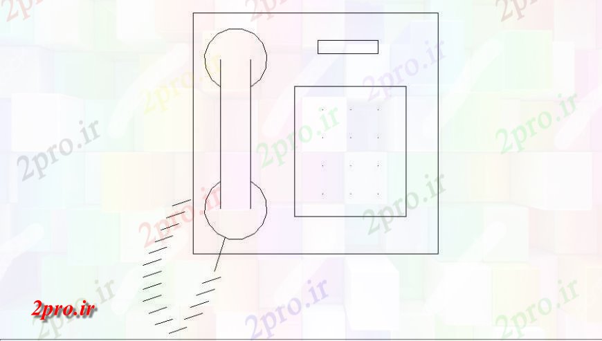 دانلود نقشه بلوک ، آرام ، نماد بلوک تلفن ثابت بالای صفحه  نما دو بعدی  جزئیات (کد120722)