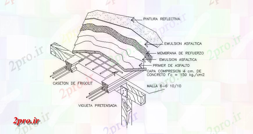 دانلود نقشه طراحی جزئیات ساختار ساختار سقف با آب  تصحیح طراحی جزئیات  (کد120743)
