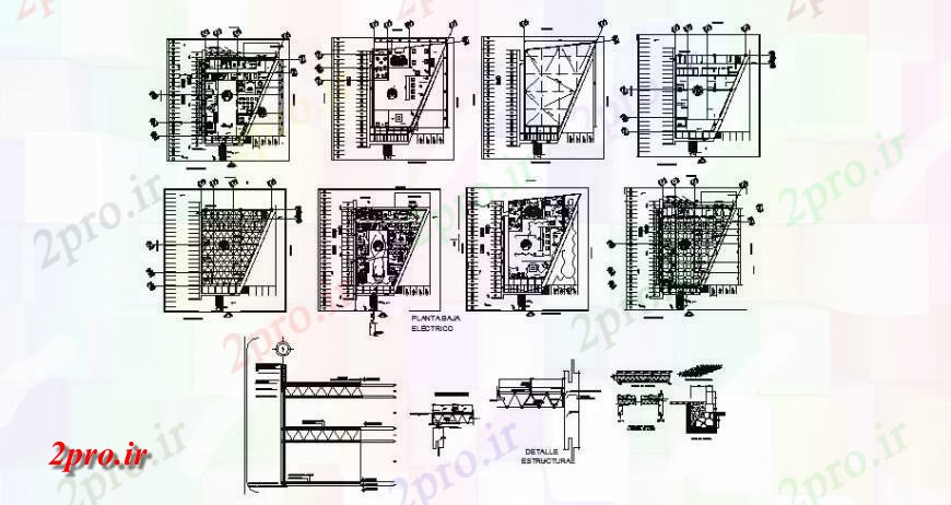 دانلود نقشه ساختمان دولتی ، سازمانی طرحی توزیع کف موزه و ساختار طراحی جزئیات 41 در 44 متر (کد120757)