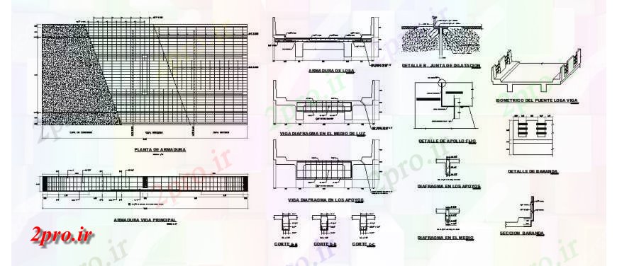 دانلود نقشه جزئیات ساخت پل بخش روستایی پل، طرحی و  ساختار سازنده طراحی جزئیات (کد120760)