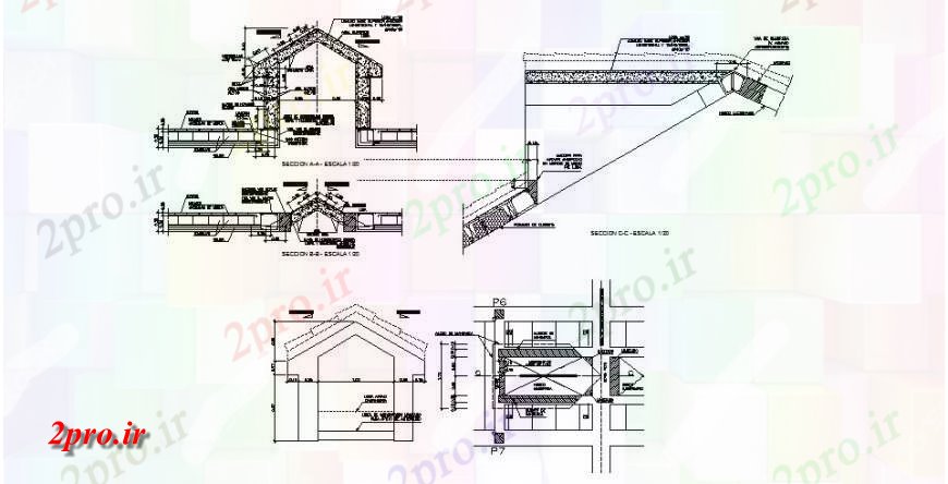 دانلود نقشه طراحی جزئیات ساختار پوشش ساختار Mansar و سقف  ساخت و ساز طراحی جزئیات (کد120765)