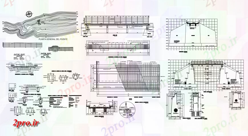 دانلود نقشه جزئیات ساخت پل بالا راه بخش پل، طرحی و  ساختار سازنده طراحی جزئیات  (کد120783)