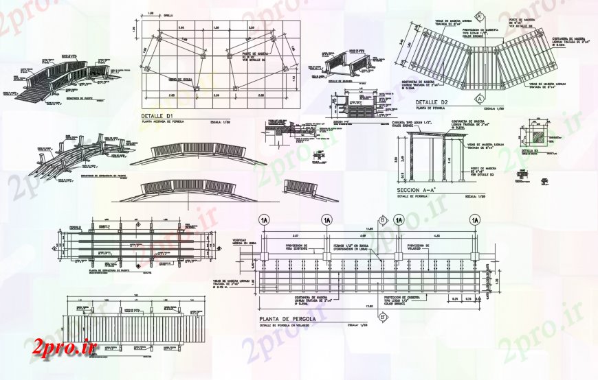 دانلود نقشه جزئیات ساخت پل پل چوبی برای نما باغ ، بخش، برنامه ریزی و ساخت و ساز جزئیات (کد120786)