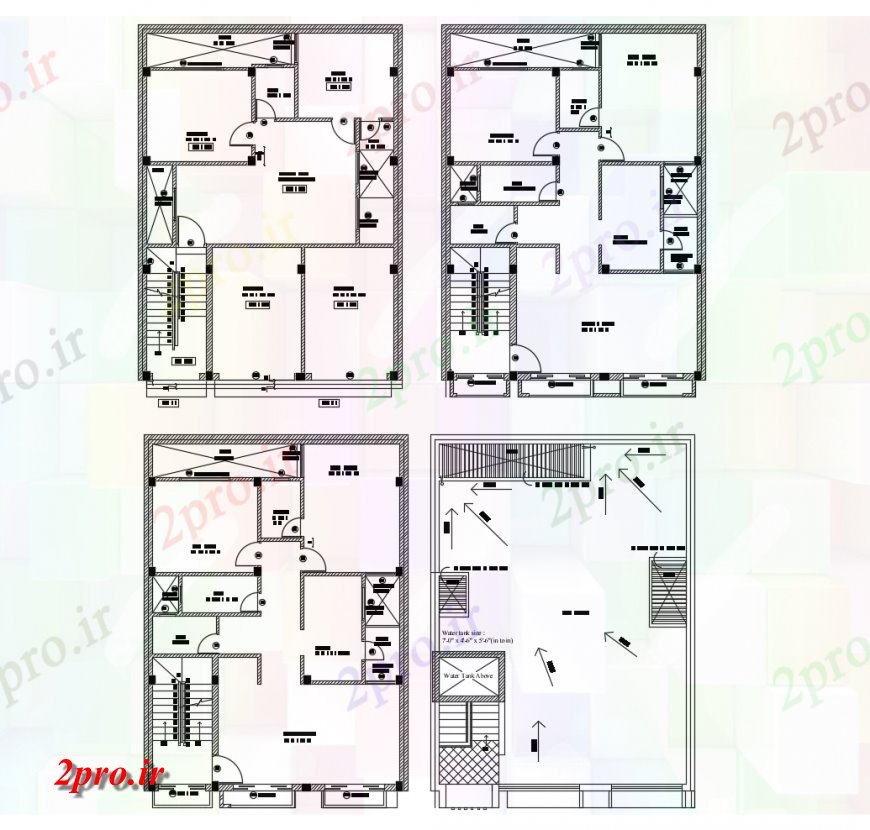 دانلود نقشه مسکونی  ، ویلایی ، آپارتمان  جزئیات توزیع طرحی طبقه از چند پوشش کف آپارتمان   مسکونی ساخت (کد120807)