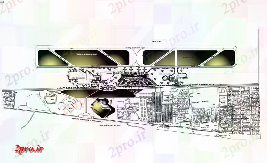 دانلود نقشه فرودگاه طرحی فرودگاه بین المللی طرحی معماری و محوطه سازی ساختار جزئیات (کد120849)