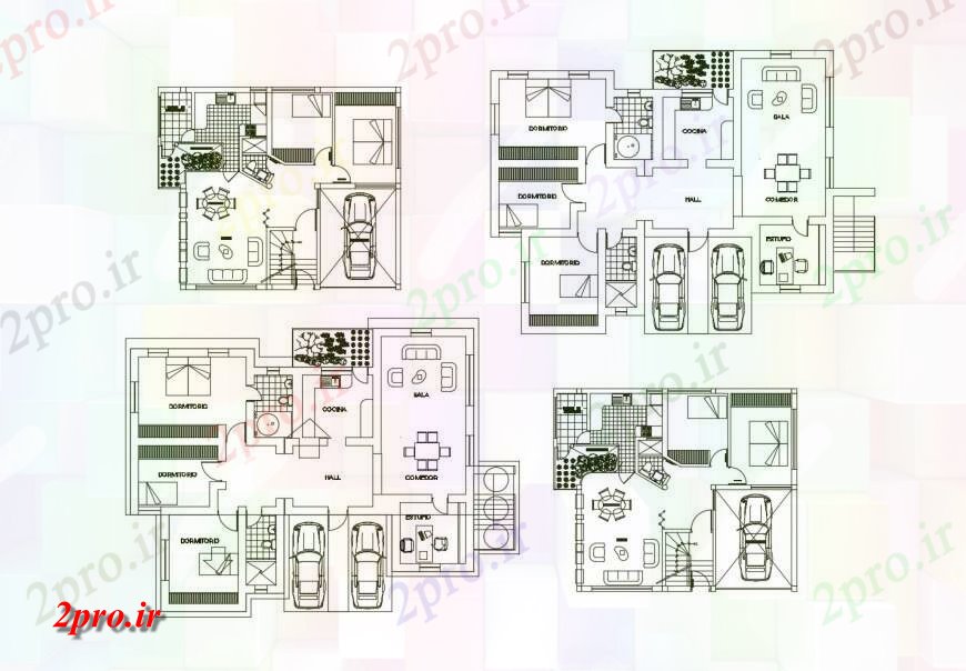 دانلود نقشه مسکونی ، ویلایی ، آپارتمان خانه های آپارتمان طرحی معماری طرحی 40 در 60 متر (کد120891)