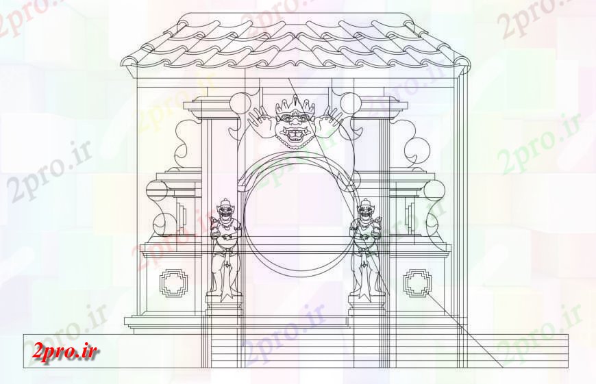 دانلود نقشه جزئیات طراحی در و پنجره  اصلی دروازه ورودی جزئیات مقطعی از باغ  (کد120895)