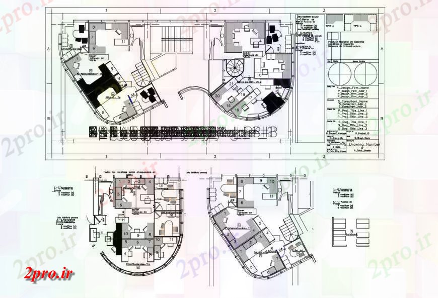 دانلود نقشه ساختمان اداری - تجاری - صنعتی ساختمان اداری توزیع و طرحی طبقه 10 در 22 متر (کد120927)