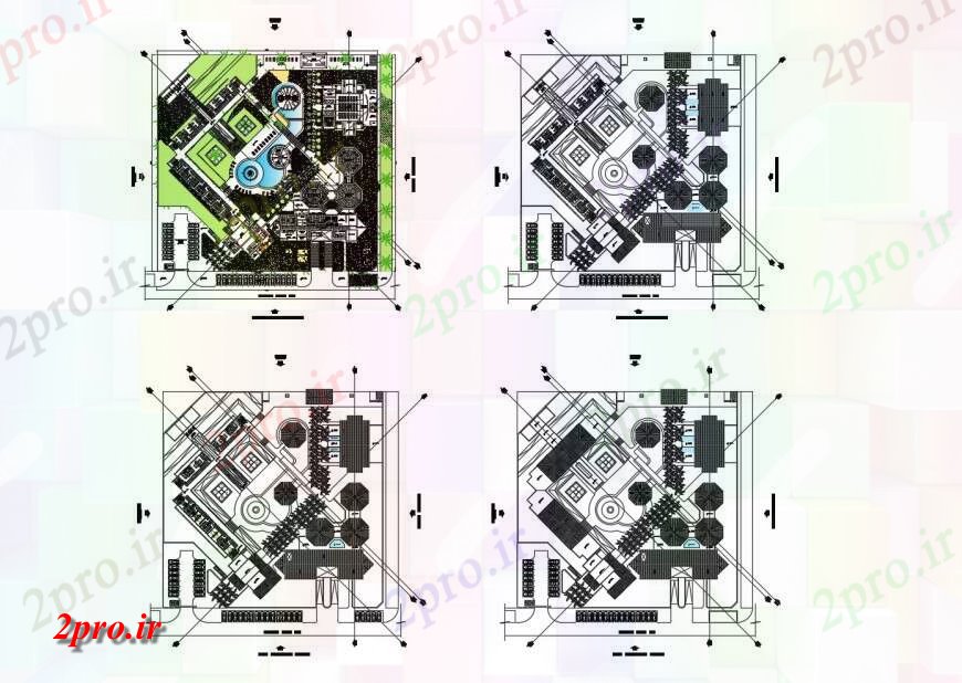 دانلود نقشه هتل - رستوران - اقامتگاه  توزیع هتل گردشگری و کف طرحی های (کد120965)