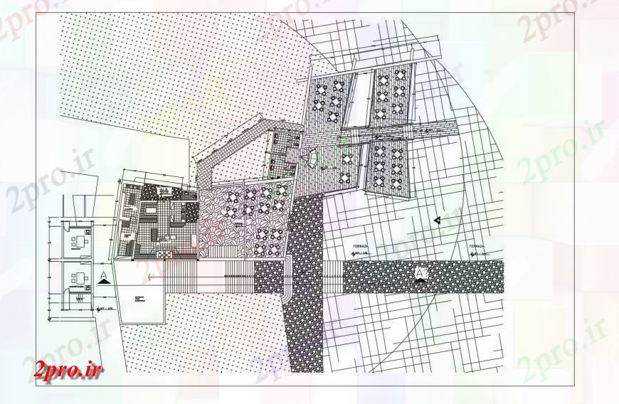 دانلود نقشه هتل - رستوران - اقامتگاه  طراحی معماری با محوطه سازی از هتل چند طبقه ساخت (کد121026)