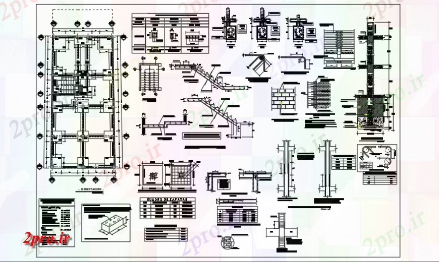 دانلود نقشه طراحی اتوکد پایه بنیاد جزئیات طراحی پروژه مسکن unifamiliary طراحی 6 در 16 متر (کد121054)