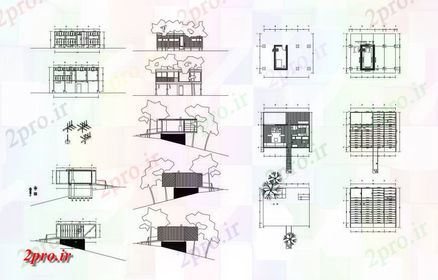 دانلود نقشه مسکونی ، ویلایی ، آپارتمان خانه کلبه کوچک در کوه جزئیات معماری پروژه 9 در 10 متر (کد121102)