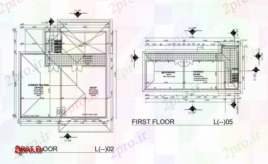 دانلود نقشه ساختمان اداری - تجاری - صنعتی اولین جزئیات طراحی طبقه از دفتر شرکت کوچک 15 در 44 متر (کد121111)