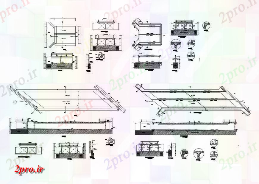 دانلود نقشه جزئیات ساخت پل Bridge تمام طرفه بخش، برنامه ریزی و ساختار سازنده  (کد121143)