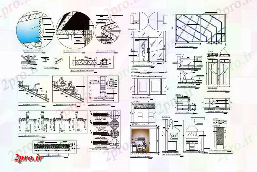 دانلود نقشه طراحی جزئیات ساختار چند جزئیات ساختار سازنده مرکز ورزشی ساخت (کد121201)