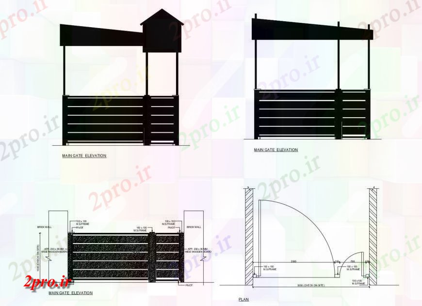 دانلود نقشه جزئیات طراحی در و پنجره  اصلی نما دروازه فلزی و نصب و راه اندازی (کد121203)