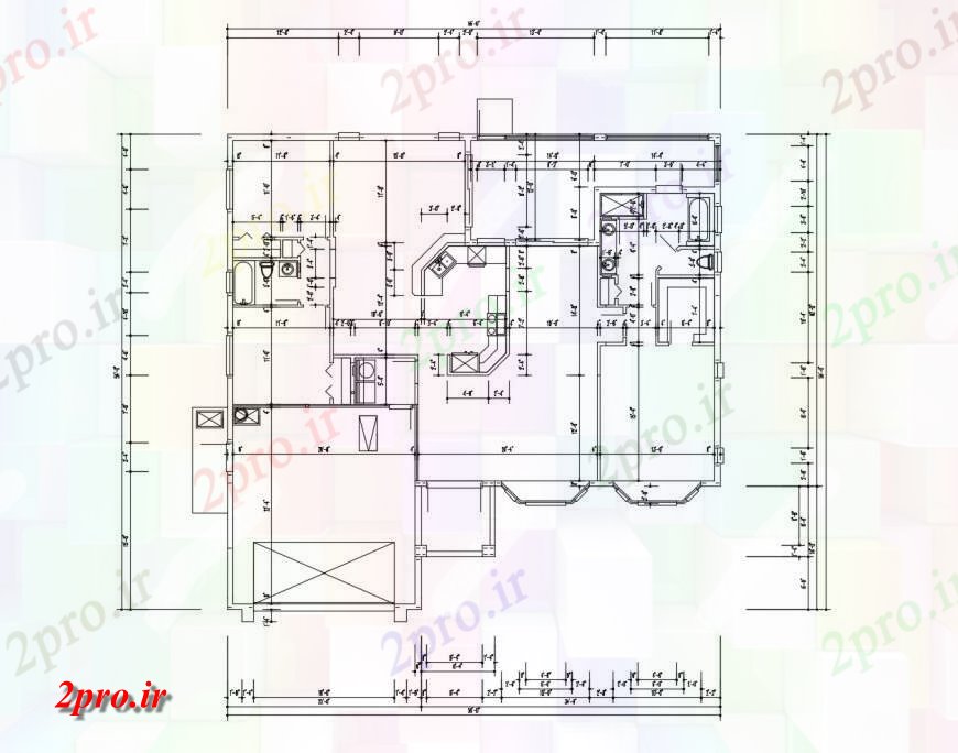 دانلود نقشه مسکونی ، ویلایی ، آپارتمان جزئیات ساختار طرحی فریم طبقه دوم ویلا 16 در 16 متر (کد121231)