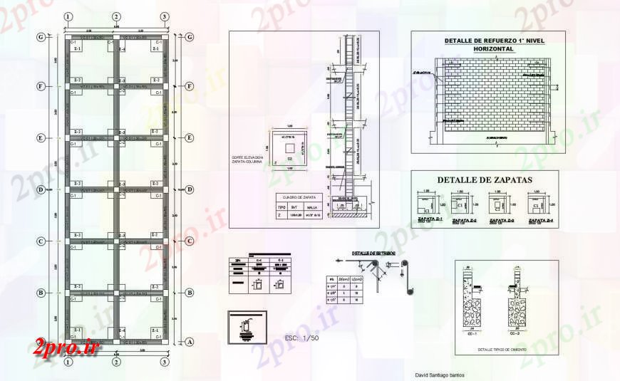 دانلود نقشه طراحی جزئیات ساختار طرحی بنیاد با ساختار ستون ساخت جزئیات طراحی   (کد121250)