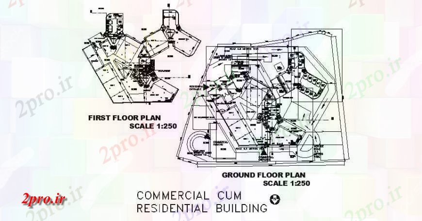 دانلود نقشه مسکونی  ، ویلایی ، آپارتمان  زمین تقدیر ساختمان مسکونی تجاری و طبقه اول طرحی  (کد121326)
