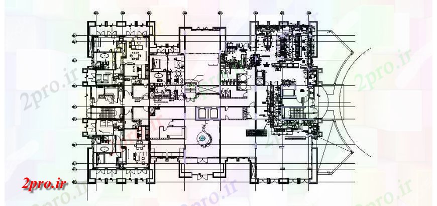 دانلود نقشه هتل - رستوران - اقامتگاه طراحی تجملات رستوران و تجهیزات 36 در 52 متر (کد121352)