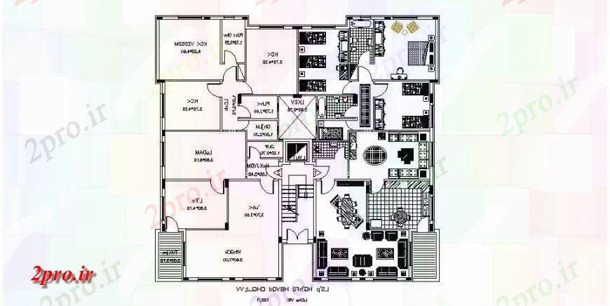 دانلود نقشه مسکونی ، ویلایی ، آپارتمان طرحی توزیع کف خانه با مبلمان طرحی 20 در 21 متر (کد121377)