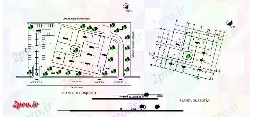 دانلود نقشه پارک - باغ عمومی پارک عمومی نما دروازه و ساختار محوطه سازی 34 در 40 متر (کد121380)