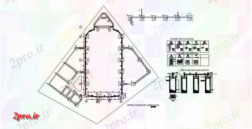 دانلود نقشه طراحی جزئیات ساختار طرحی بنیاد با ساختار ستون از کلیسا ساخت (کد121439)