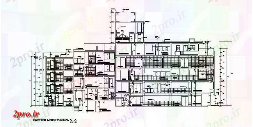 دانلود نقشه مسکونی  ، ویلایی ، آپارتمان  طولی جلو جزئیات مقطعی از آپارتمان   چند خانواده ساخت (کد121455)