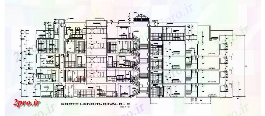دانلود نقشه مسکونی  ، ویلایی ، آپارتمان  طولی جزئیات مقطعی از آپارتمان   چند طبقه تماس ساخت (کد121456)