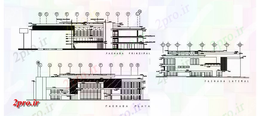 دانلود نقشه ساختمان اداری - تجاری - صنعتی کوکو بانگو ساختمان اداری تمام  نما طرفه طراحی جزئیات  (کد121464)
